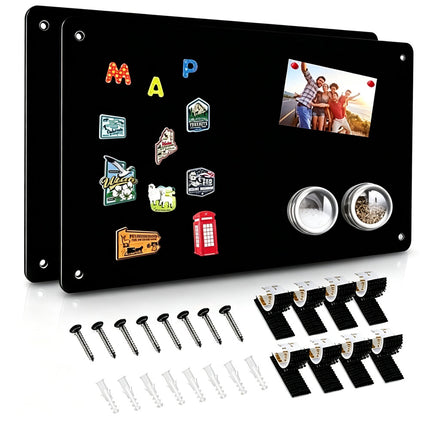 2-Pack Black Magnetic Bulletin Board, 17.5" x 11.4" Metal Display Panel