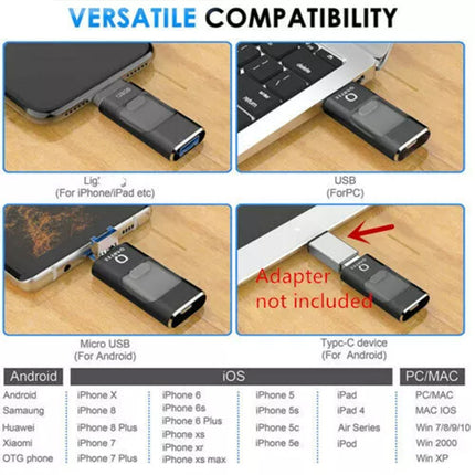 256GB USB i-Flash Drive Memory Photo Stick For iPhone iPad Laptop Pendrive