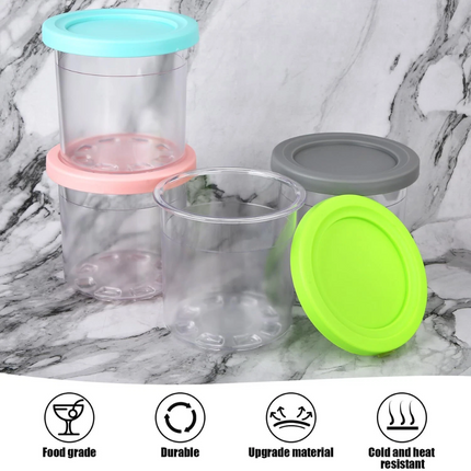 4 Piece Container for Ninja CREAMi Ice Cream Maker Ice Machine NC300EU NC300