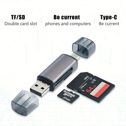 USB & USB-C Memory Card Reader for SD & TF (MicroSD) Cards - OTG Macbook Iphone