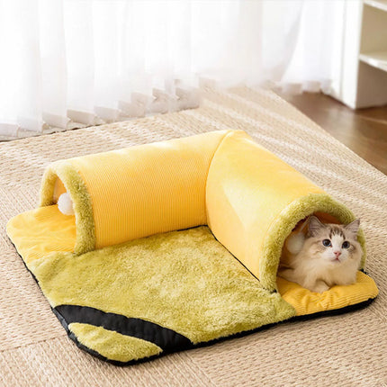 Cat Tunnel Bed Cat Bed House Interactive Toys for Pet Mat Cat Small Dogs Gift Green