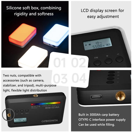 RGB LED Video Light 2500K-9900K Photography Light 3000mAh Studio