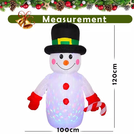 Inflatable Christmas Snowman With Disco Light 1.2M Xmas Decoration Outdoor