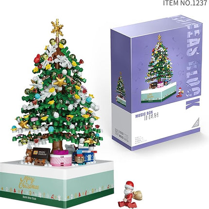 Christmas Tree Rotating Music Box Building Blocks Toy Gift Santa Decor 506pcs