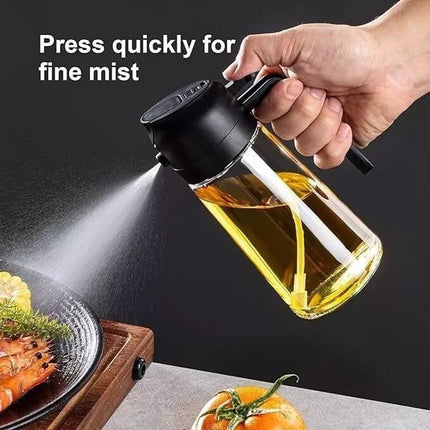 470ml Oil Sprayer & Dispenser – 2-in-1 Glass Bottle Cooking BBQ