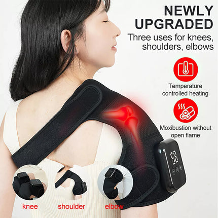 2 X Knee Massager Heated Knee Brace Wrap Pain Relief Heated Knee Pad Stress Relief Black