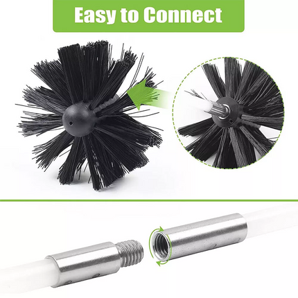 24x Flexible Chimney Sweep Set Kit Flue Sweeping Brush & Rod Soot Cleaning Rods
