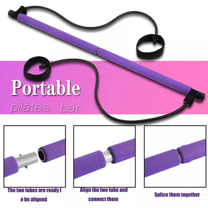 Portable Pilates Stretch Rope Gym Stick Yoga Exercise Bar Pilates Trainer Rope
