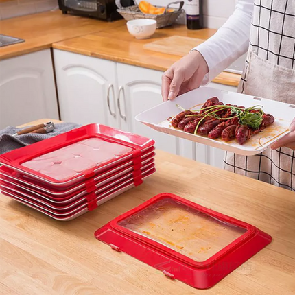 4 Pcs Reusable Healthy Food Preservation Film Tray Airtight Preserving Container