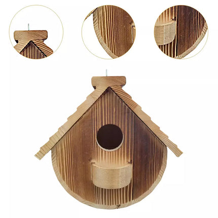 Rustic Wooden Birdhouse for Outdoor Gardens Durable Weather-Resistant Design