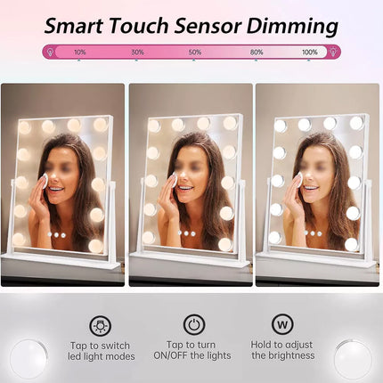 Hollywood Makeup Mirror With 12 Bulb LED Lighted Vanity 30 x 43CM Desk Mirrors