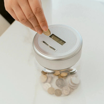 Coin Money Counting Jar Digital LCD Display OZ Coins Piggy Bank Box Gift