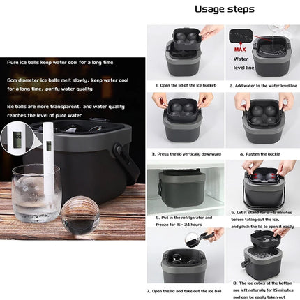 Crystal Whiskey Ice Sphere Mould 4 Clear Ice Balls Maker 6cm Food-Grade Silicone
