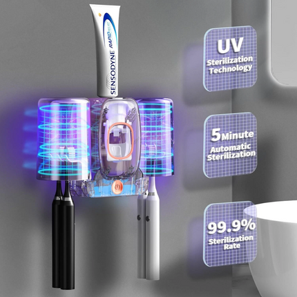 Automatic Toothpaste Dispenser Handsfree Toothbrush Holder Set Holder 2 Cup