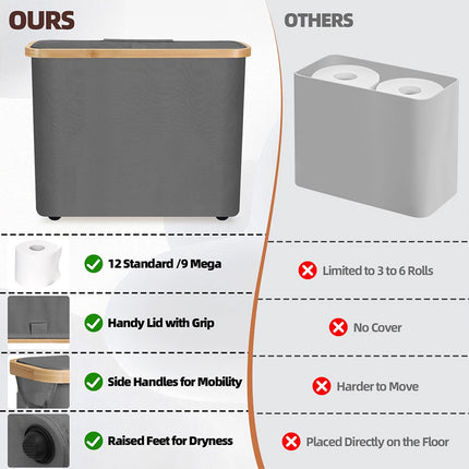 Toilet Paper Holder Bathroom Organizer with Lid Paper Storage Basket Collapsible
