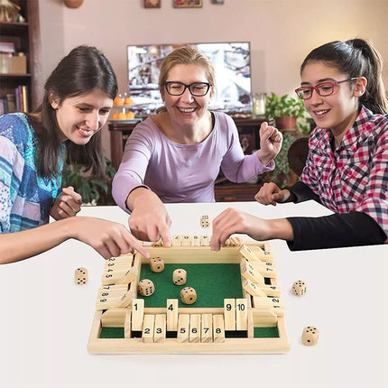 Shut the Box Game Wooden Board Number Drinking Dice Toy Family Traditional