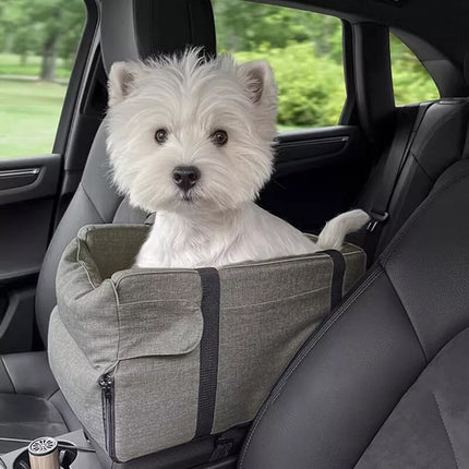 Comfortable Car Pet Seat Auto Center Console Dog Cat Pad Removable Pet Carrier Grey