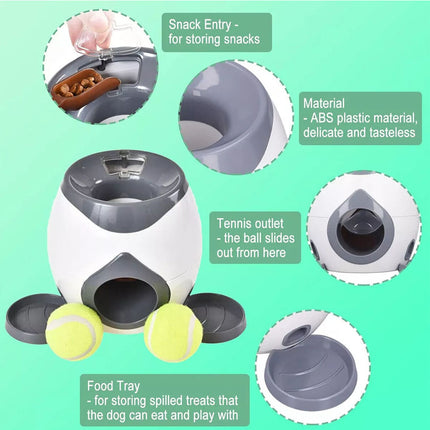 Automatic Dog Tennis Ball Launcher Reward Feeder Interactive Pet Training Game Green