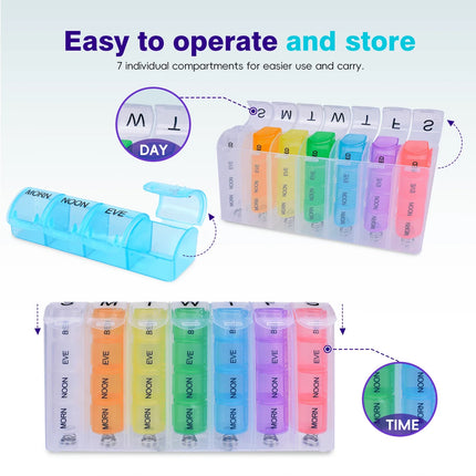2Pcs Pill Box 7 Day Medicine Tablet Dispenser Organiser Weekly Storage Case Container
