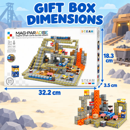 84 Pcs Magnetic Building Blocks Mining Railway Construction Toy Christmas Gift