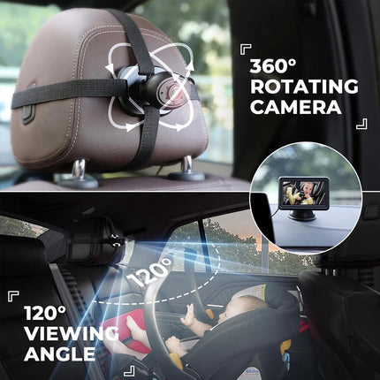 4.3'' Baby Car Camera HD 1080P Rear-Facing Infant Monitor Night Vision Wide View