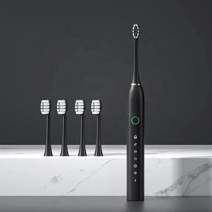 Electric Toothbrush Care tooth Toothbrush With 4 Brush Heads Rechargeable Black
