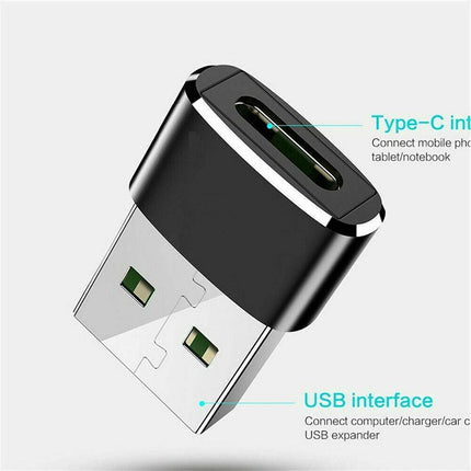 USB C 3.0 Type A Male to USB C Fast 3.1 Type C Female Adapter Converter Charger Black