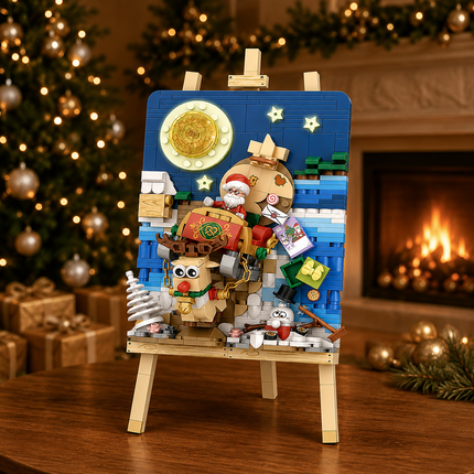 LOZ Christmas Santa Sleigh Painting Frame Mini Bricks Building Blocks Toy Gift