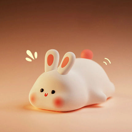 Big face rabbit patting small night light colorful toy ornaments