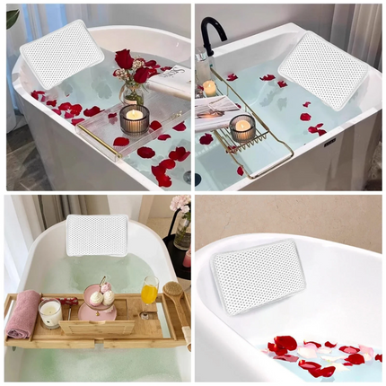 Spa 3D Mesh Bath Pillow Breathable Bathtub Cushion Neck Back Support Tub Suction