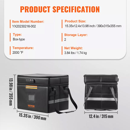 Fireproof Document Box Waterproof Safe Storage Bag w/ Password Zipper Lock