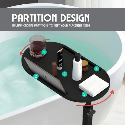 Bamboo Bathtub Tray Caddy Shelf Table Adjustable Height Bath Side Table Stands