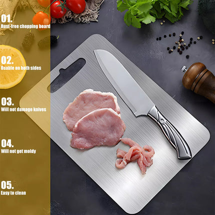 Stainless Steel Cutting Board Double-Sided Chopping Boards For Kitchen Camping 34*23(1.2mm)