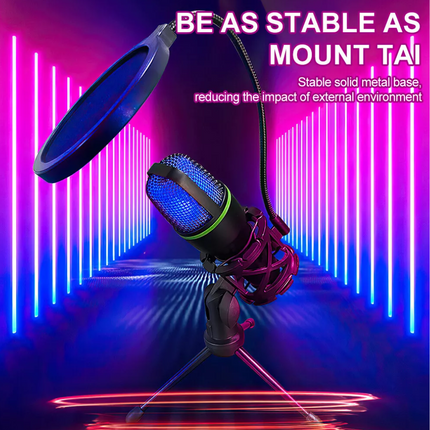 USB Microphone RGB condensador for Podcast Recording Studio Streaming Laptop PC