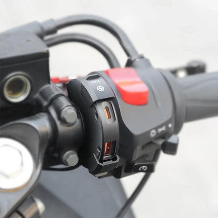 Motorcycle USB-C Charger 30W IP65 Waterproof Handlebar Mount 12V/24V