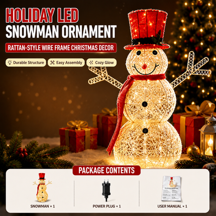 120cm Christmas Snowman LED Light Up Decor Warm White Holiday Outdoor Indoor