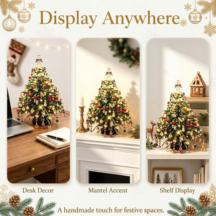 DIY Beaded Christmas Tree Kit Handmade Holiday Decor Colorful Beads Light-Up Xmas Tree Gift