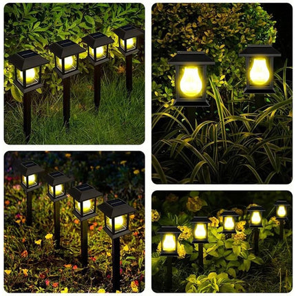 6PCS Garden Lights Lamp Post LED Solar Powered Walkway Outdoor Lantern Patio Pathway