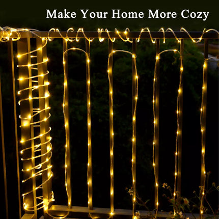 Waterproof Garden Fairy Solar Rope Lights String Decor Xmas Outdoor LED Strip Warm Light