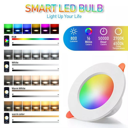 4X 10W Smart RGB CCT Bluetooth APP LED Downlight Dimmable For Google Home Alexa