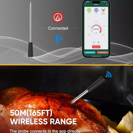 Wireless WiFi Meat Thermometer Bluetooth BBQ Food Thermometer Probe APP Control
