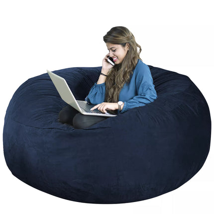 180x90cm Extra Large Bean Bag Chair Cover Couch Sofa Cover Indoor Lazy Lounger, No Filler Navy XL