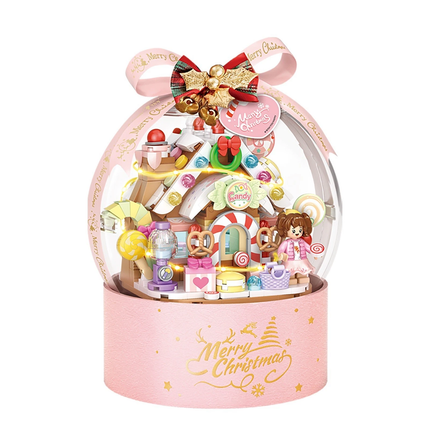 LED Christmas Candy House Snow Globe Crystal Ball Building Set Gift Kids Adults