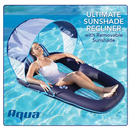 Pool Float with Canopy, Cup Holder -Oversized Luxury Recliner Swimming Pool