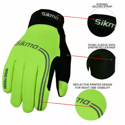 Cycling Gloves Windproof Gel Padded Touchscreen Full Finger Winter Gloves L