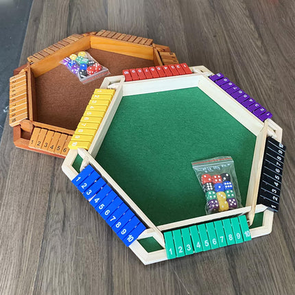 1-6 Players Shut The Box Dice Game 6 Color Sided Wooden Board Table Math VP Colour