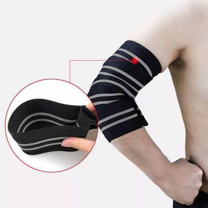 Pair Of Black Heavy Duty Elbow Wraps For Powerlifting And Bodybuilding