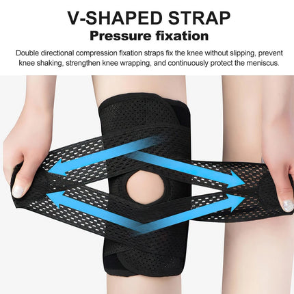 Knee Brace Support 3D Weaving Breathable Sleeve Gym Jogging Sports Joint Pain   (Black(1 Pair),M)