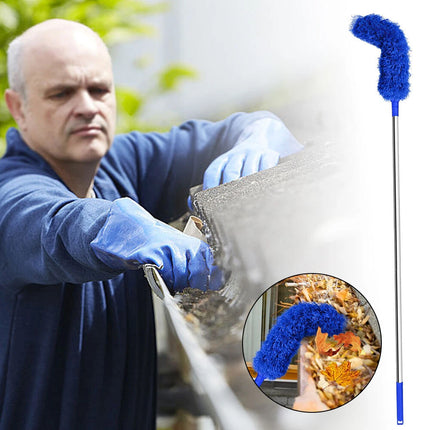 Gutter Cleaning Brush Roofing Tool with Telescopic Extendable Pole Grey