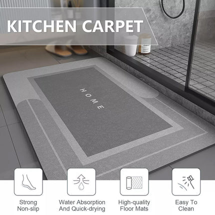 60*90CM Super Absorbent Floor Mat Soft Quick-Drying Non-Slip Diatom Mud Bath Floor Mat Rectangle/Blue